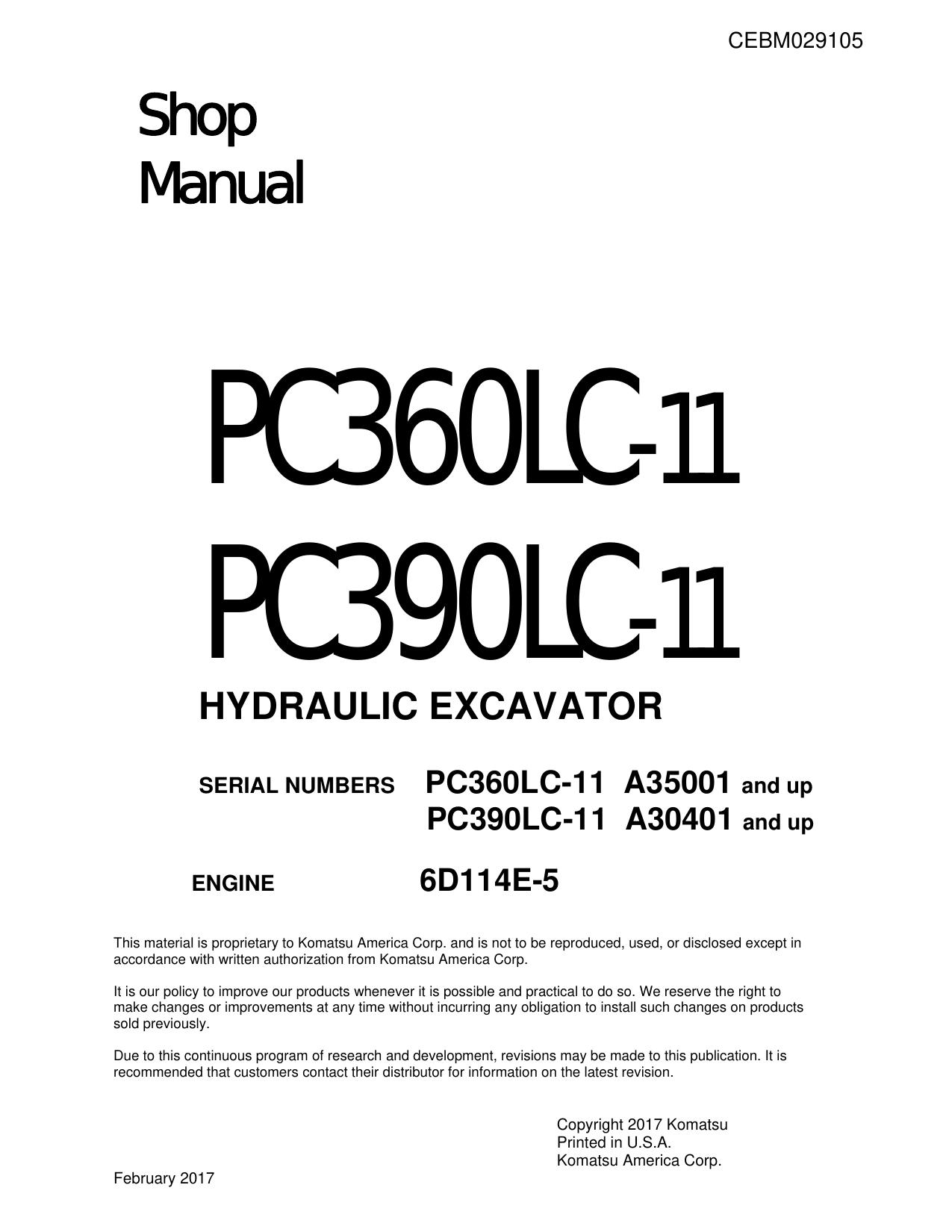 PC360LC-11, PC390LC-11 Shop Manual